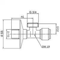 Zawór kątowy  1/2&quot;-3/4&quot; (do pralki) BENKISER 730 12 34