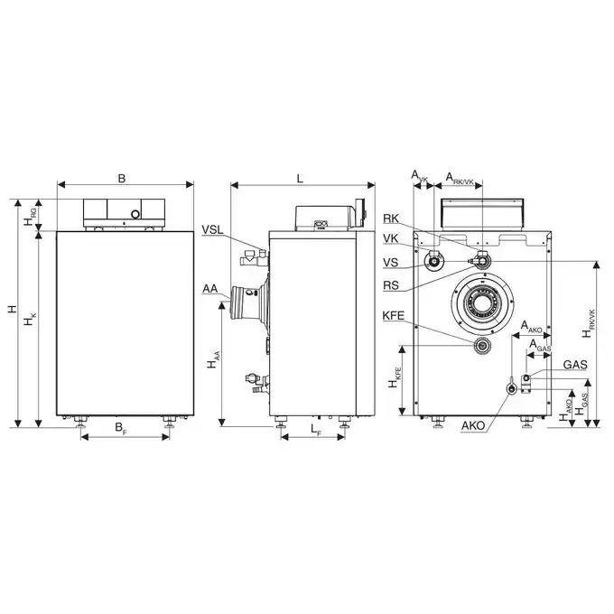 Stojący jednofunkcyjny kocioł kondensacyjny na gaz ziemny E GB212-40 + Sterownik MC110 + Regulator RC310 (czarny) BUDERUS 8734150457