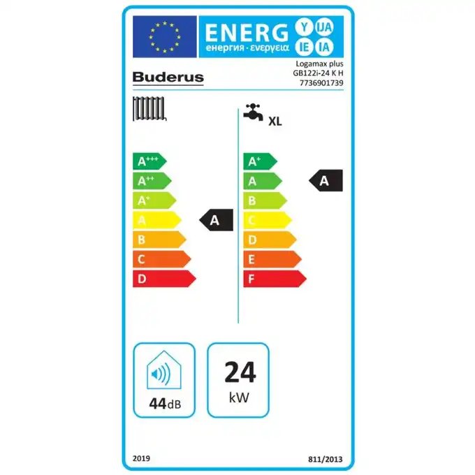 Wiszący dwufunkcyjny, gazowy kocioł  kondensacyjny  Logamax plusGB122i-24KH  + RC310 (biały) BUDERUS 8734150707