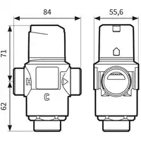 Termostatyczny zawór mieszający AFRISO 1288110 ATM 88 DN25 G1 1/4&quot; 20÷43°C, Kvs 4,2 m3/h