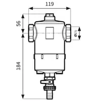 Separator zanieczyszczeń FAR 214, z magnesem i zaworem spustowym, przyłącza Rp1 1/2&quot; AFRISO 7772140