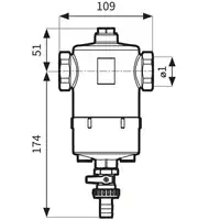 Separator zanieczyszczeń FAR 212, z magnesem i zaworem spustowym, przyłącza Rp1'' AFRISO 7772120