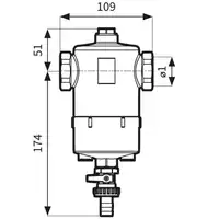 Separator zanieczyszczeń FAR 211, z magnesem i zaworem spustowym, przyłącza Rp3/4'' AFRISO 7772110