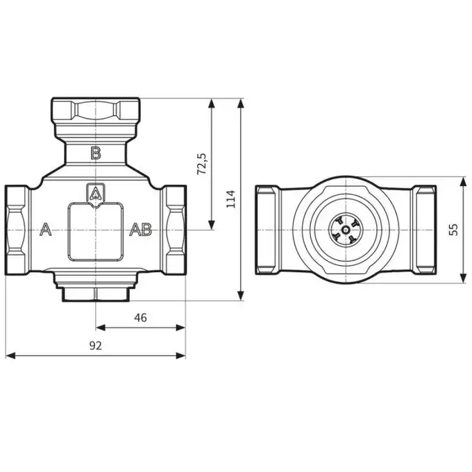 Zawór temperaturowy ATV 333, DN25, Rp1&quot;, 45°C, Kvs 9 m3/h AFRISO 1633310