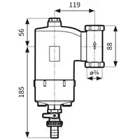 Separator zanieczyszczeń FAR 201, chromowany, z magnesem i zaworem spustowym, ruchome przyłącza Rp3/4'' AFRISO 7772010