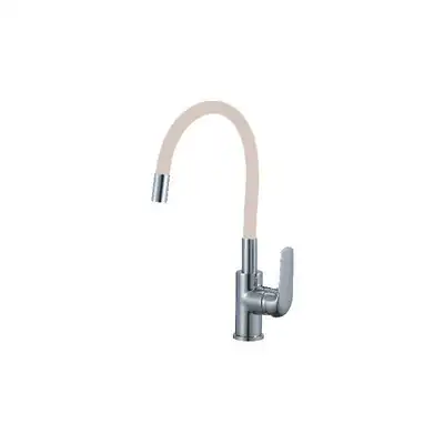 Bateria chromowana EMMA FLEX z beżową wylewką HYDROLAND B.EMMA.BEŻ