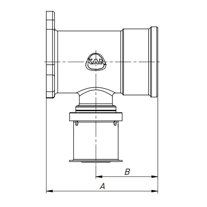 Kolano ścienne mosiężne z uszami GW Press - 25 Rp3/4&quot; L = 54 mm KAN-therm 1009285050