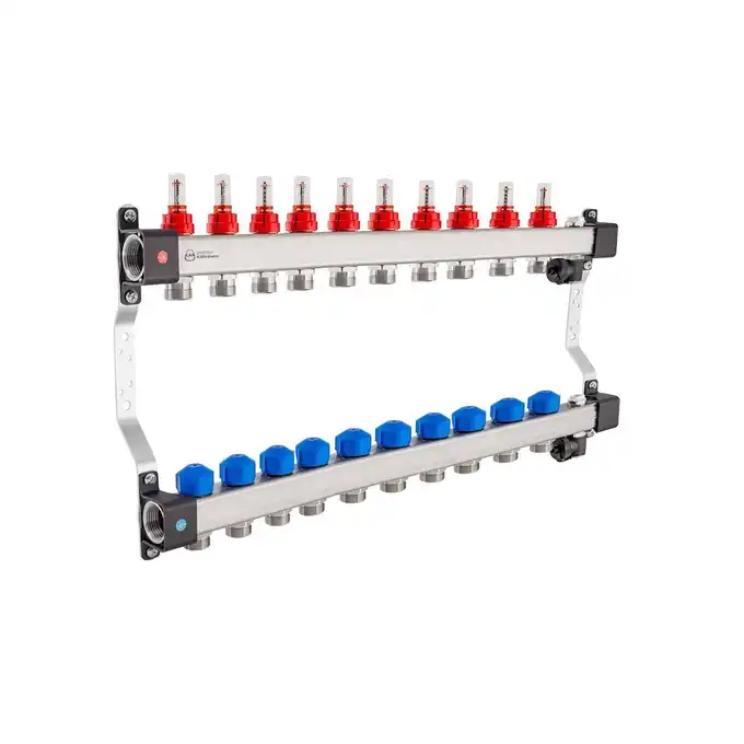 Rozdzielacz KAN-therm InoxFlow 1316157085 z przepływomierzami i zaworami do siłowników seria UFST 10 obwodów