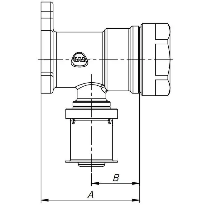 Kolano ścienne mosiężne z uszami GW Press - 16 Rp1/2&quot; L = 41 mm KAN-therm 1009285059