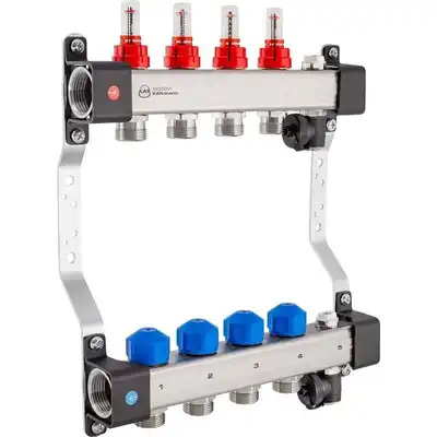 Rozdzielacz KAN-therm InoxFlow 1316157148 z przepływomierzami i zaworami do siłowników seria UFST MAX  11 obwodów