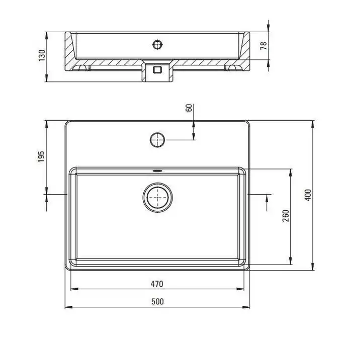 Umywalka TEMISTO biała stawiana na blat 500x400 mm + konsola stojąca DEANTE CDTS6U4S