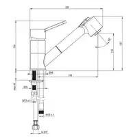 Bateria NARCYZ chrom zlewozmywakowa z wyciąganą słuchawką DEANTE BDN_071M