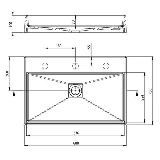 Umywalka CORREO szara stawiana na blat 600x400 mm DEANTE CQR_SU6S