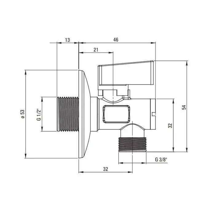 Zawór kątowy kulowy do baterii z filtrem 1/2&quot; - 3/8&quot; DEANTE VFA_B62M