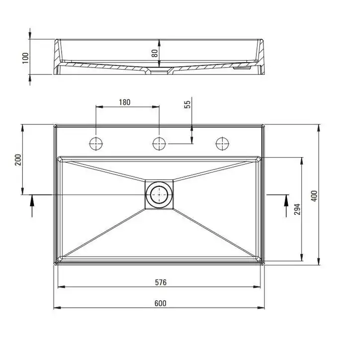 Umywalka CORREO antracyt/titanium metalik stawiana na blat 600x400 mm DEANTE CQR_TU6S