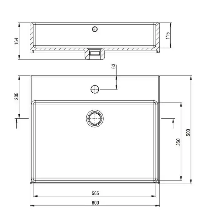 Umywalka TEMISTO biała stawiana na blat 600x500 mm + konsola stojąca DEANTE CDTS6U6S