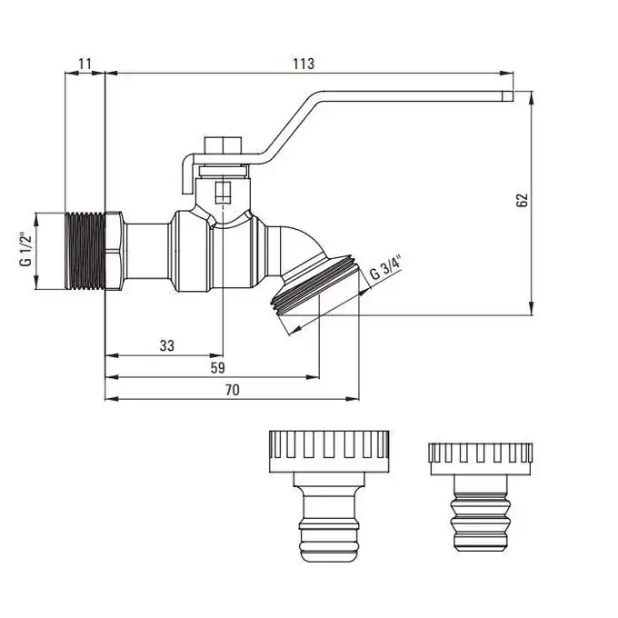 Zawór kulowy czerpalny ogrodowy 1/2&quot; z adapterami DEANTE VFA_152L