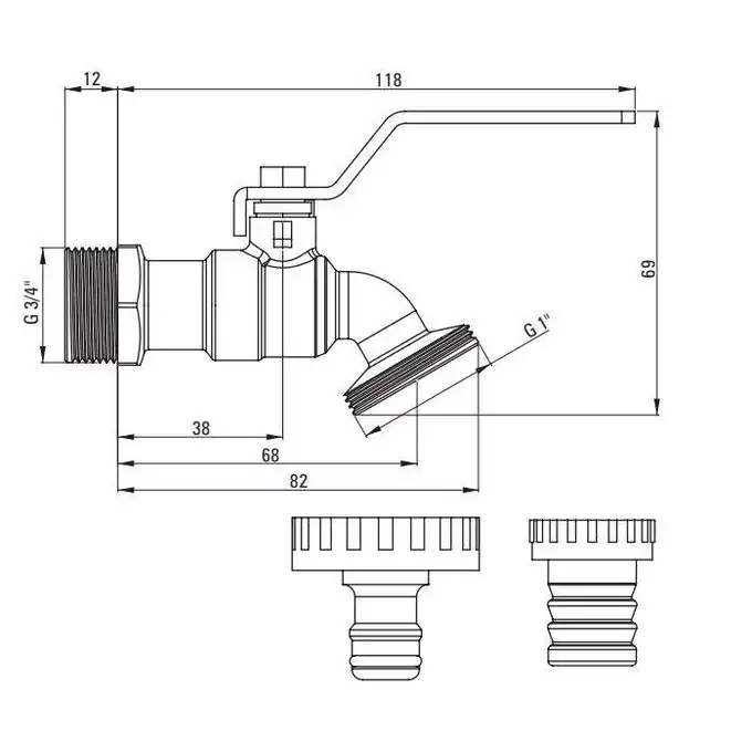 Zawór kulowy czerpalny ogrodowy 3/4&quot; z adapterami DEANTE VFA_252L