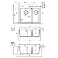 Zlewozmywak ERIDAN alabaster granit 600x520x203 3,5&quot; + SPACE SAVER LUX DEANTE ZQE_A503