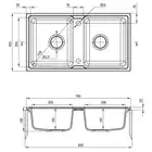 Zlewozmywak ZORBA grafitowy granit 2-komorowy B/O 780x435x180, 3,5&quot; + osprzęt DEANTE ZQZ_2203