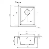 Komora podblatowa CORDA szary metalik granit 380x460x194, 3,5&quot; + osprzęt SPACE SAVER DEANTE ZQA_S10B