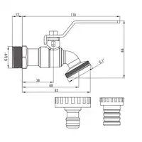 Zawór kulowy czerpalny ogrodowy 3/4&quot; z adapterami DEANTE VFA_252L