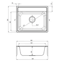 Zlewozmywak SOUL satyna 1-kom. B/O 600x500x180, 3,5&quot; + osprzęt DEANTE ZYU_0103