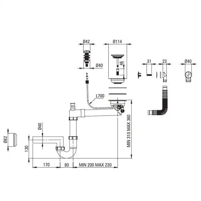 Zlewozmywak ANDANTE piaskowy granit 1-komorowy 600x520x210 + osprzęt SPACE SAVER DEANTE ZQN_7103