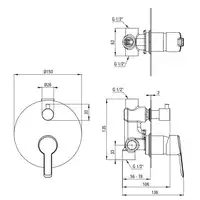 Bateria ARNIKA titanium natryskowa podtynkowa z przełącznikiem natrysku DEANTE BQA_D44P