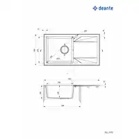 Zlewozmywak EVORA szary metalik granit 1-kom. Z/O 780x440x193, 3,5&quot; + osprzęt SPACE SAVER DEANTE ZQJ_S113