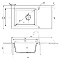 Zlewozmywak CAPELLA grafit metalik+szkło-miedź, D 860x500x220 + osprzęt SPACE SAVER DEANTE ZSC_GM2C