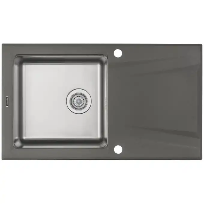 Zlewozmywak PRIME antracyt metalik granit-stal 860x500x220 + osprzęt SPACE SAVER