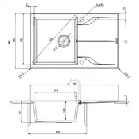 Zlewozmywak ANDANTE FLUSH nero granit 1-komorowy Z/O 780x490x194 3,5&quot; + osprzęt SPACE SAVER DEANTE ZQN_N11F