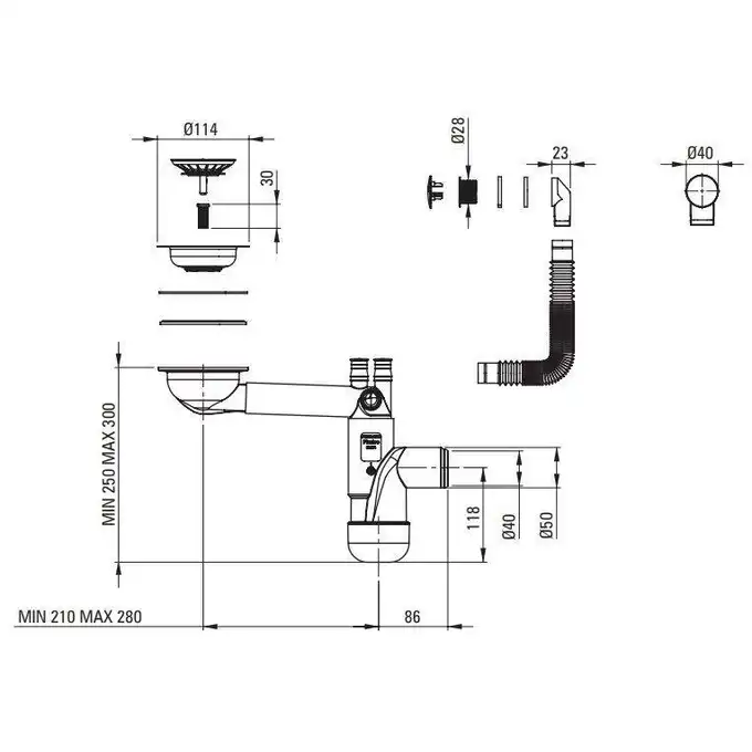 Komora podblatowa CORDA szary metalik granit 380x460x194, 3,5&quot; + osprzęt SPACE SAVER DEANTE ZQA_S10B