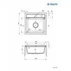 Zlewozmywak ZORBA antracyt met. granit 1-kom. B/O 440x440x184 3,5&quot; + osprzęt DEANTE ZQZ_T103