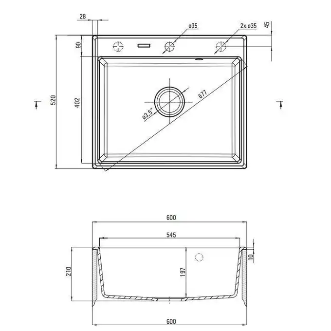 Zlewozmywak ANDANTE alabaster granit 1-komorowy 600x520x210 + osprzęt SPACE SAVER DEANTE ZQN_A103