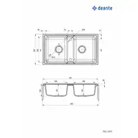 Zlewozmywak ZORBA nero granit 2-kom. B/O 780x435x180, 3,5&quot; + osprzęt DEANTE ZQZ_N203