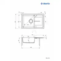Zlewozmywak LEDA piaskowy granit 1-kom. Z/O 670x440x164, 3,5&quot; + osprzęt DEANTE ZRD_7113