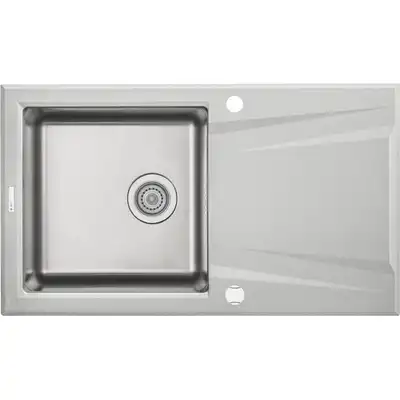 Zlewozmywak PRIME szary metalik granito-stal 860x500x220 3,5&quot; + osprzęt SPACE SAVER