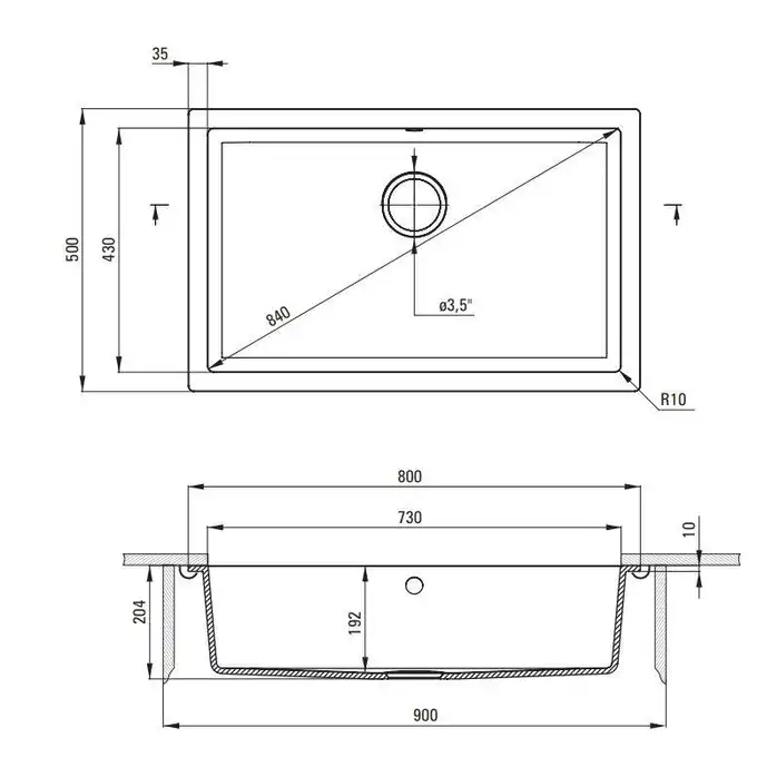 Komora podblatowa CORDA antracyt metalik granit 800x500x204 3,5&quot; + osprzęt SPACE SAVER DEANTE ZQA_T10D