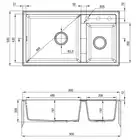 Zlewozmywak ERIDAN antracyt metalik granit 2-komorowy 880x500x200, 3,5&quot; + osprzęt SPACE SAVER LUX DEANTE ZQE_T20B