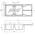 Zlewozmywak ANDANTE grafit metalik granit 2-komorowy Z/O 1160x500x224, 3,5&quot; + osprzęt SPACE SAVER DEANTE ZQN_G213