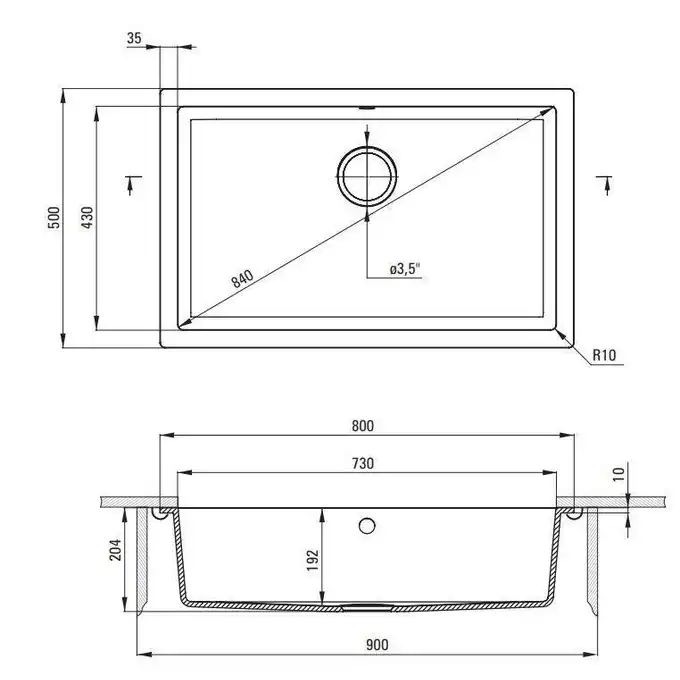 Komora podblatowa CORDA szary metalik granit 800x500x204 3,5&quot; + osprzęt SPACE SAVER DEANTE ZQA_S10D