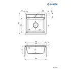 Zlewozmywak ZORBA szary metalik granit 1-kom. B/O 440x440x184, 3,5&quot; + osprzęt DEANTE ZQZ_S103