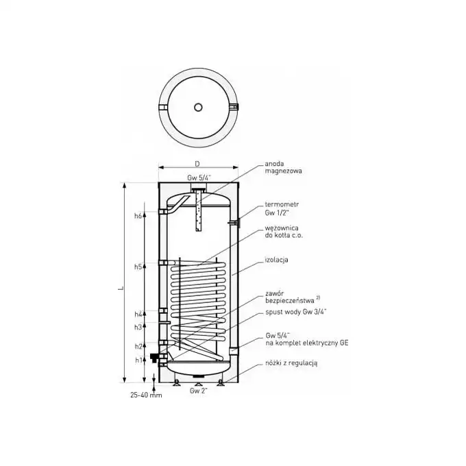 Wymiennik z wężownicą spiralną SGW(S) Mini Tower 100 l, stojący, poliuretan, skay GALMET 26-108000