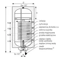 Wymiennik z wężownicą spiralną SGW(S) Neptun2 Kombi 100 l. z grzałką elektryczną, wiszący, lewy GALMET 06-104671