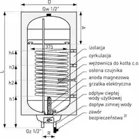 Wymiennik z wężownicą spiralną SGW(S) Neptun2 Kombi Elektronik 100 l z grzałką elektryczną, wiszący, lewy GALMET 06-104771