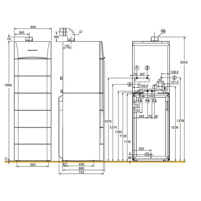 Pakiet: Kocioł gazowy kondensacyjny Modulens G AGC 15/V220 SHL +  Zestaw solarny na dach pochyły pokrycie ceramiczne Inisol Uno SLIM 2K-4 DE DIETRICH 100018125M2KSPC