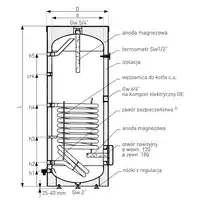 Wymiennik z wężownicą spiralną SGW(S) Tower Slim 300 l, stojący, poliuretan, skay GALMET 26-301000