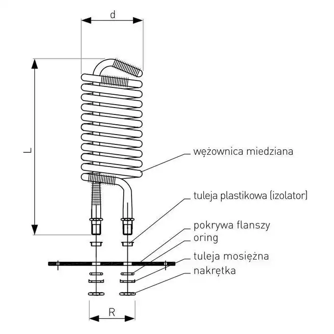 Wężownica miedziana cynowana 2,3 m2 (z flanszą emaliowaną Ø 280 + uszczelka) GALMET 40-501223